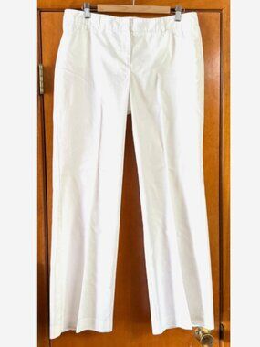 Larry Levine White Straight Leg Trousers Size 14 Classic Minimalist Career Pants